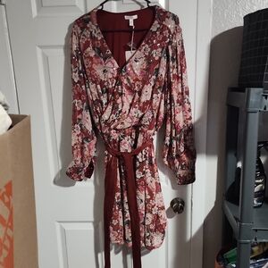 LC Lauren Conrad Floral Dress - Red and Pink